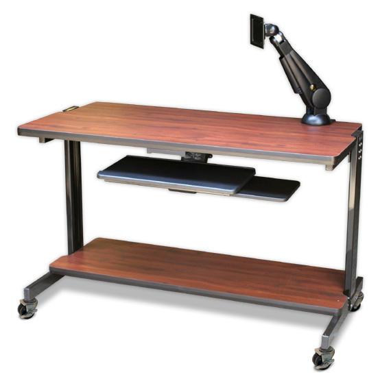 Computer Cart -- Computer Workstation with retractable Keyboard Tray and VESA 100 LCD Arm