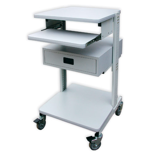 Computer Cart with side drawer and retractable tray