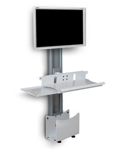 Wall Mount Workstation with adjustable Monitor Arm, Keyboard Tray and CPU Holder