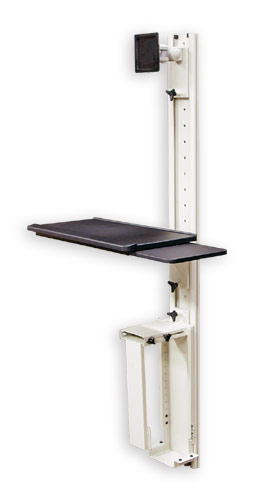 Wall Mount Workstation with adjustable Monitor Arm, Keyboard Tray and CPU Holder