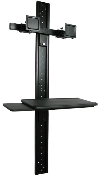 Twin Monitor Wall Mount with Folding Keyboard Tray