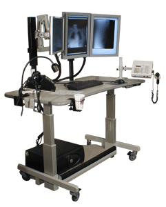 Ergonomic Medical Cart - Height Adjustable Table and Monitors Set